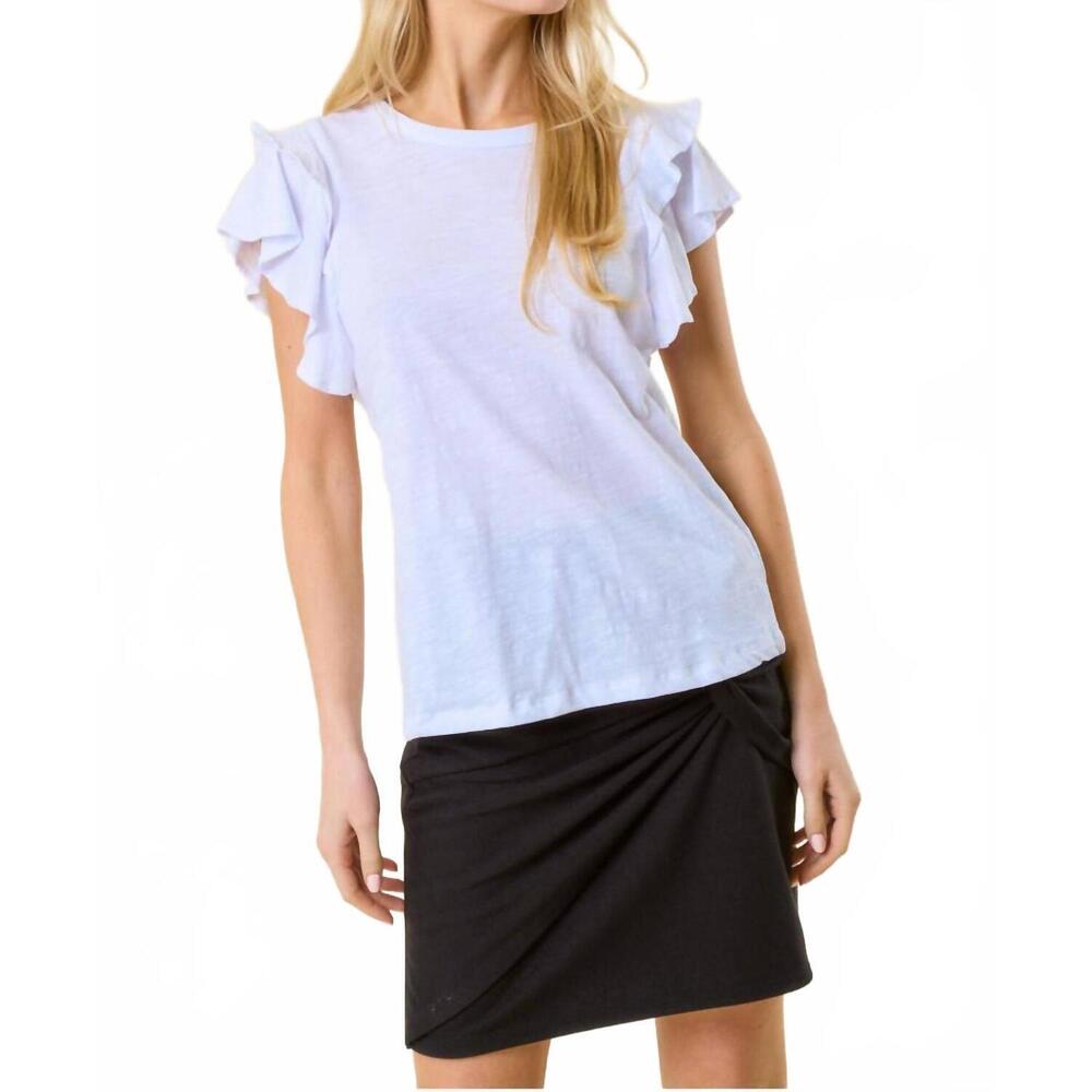 NEW DOE AND RAE ruffle tee in white